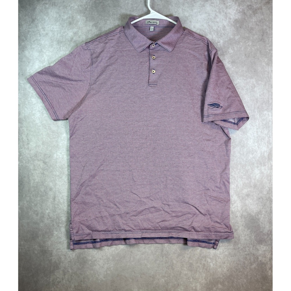 Peter Millar Polo Shirt Mens XL Red Check Dove Mountain Cotton Golf Stretch